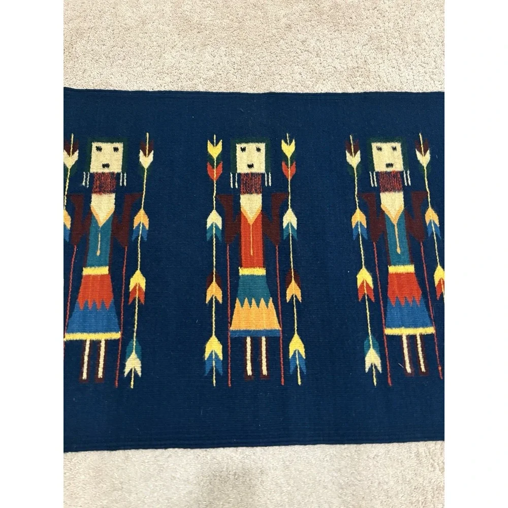 Vintage Handwoven Zapotec Indians Oaxacan Southwest Wool Rug 42